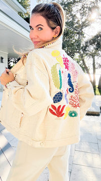 Whispered Trim Textured Jacket-160 Jackets-LA ROS-Coastal Bloom Boutique, find the trendiest versions of the popular styles and looks Located in Indialantic, FL