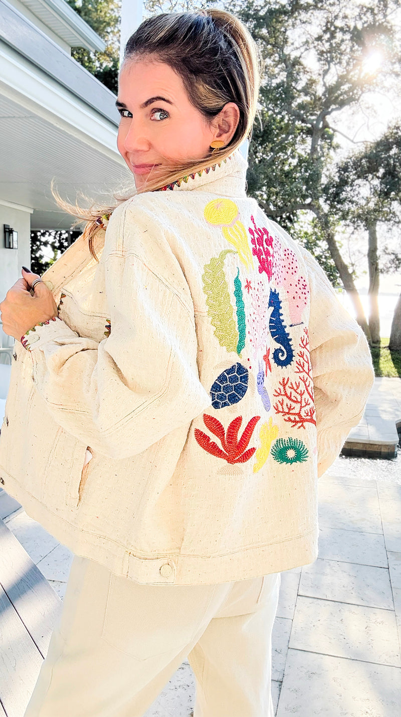 Whispered Trim Textured Jacket-160 Jackets-LA ROS-Coastal Bloom Boutique, find the trendiest versions of the popular styles and looks Located in Indialantic, FL