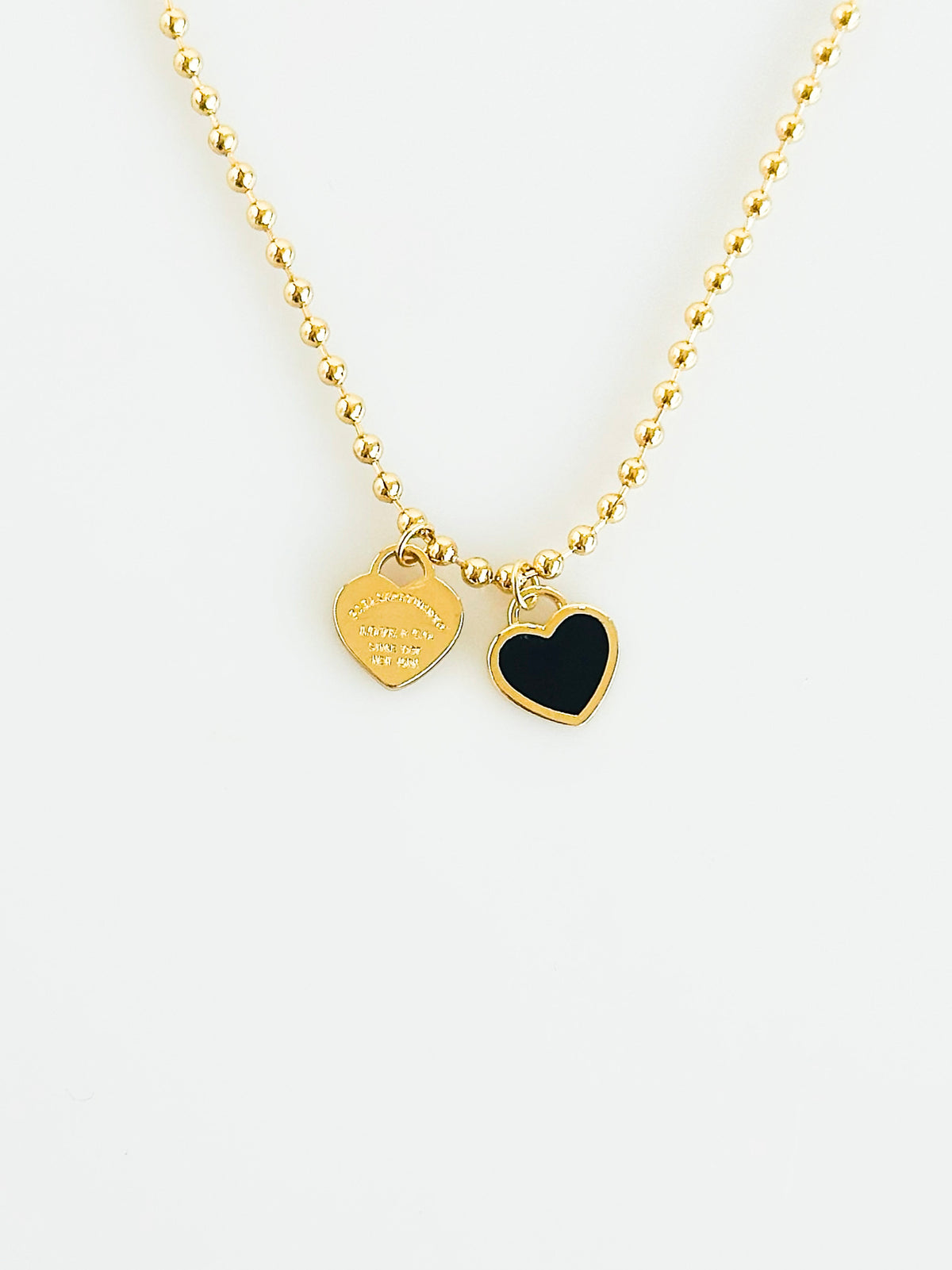 Heartfelt Duo Pendant Necklace - Black-230 Jewelry-NYW-Coastal Bloom Boutique, find the trendiest versions of the popular styles and looks Located in Indialantic, FL