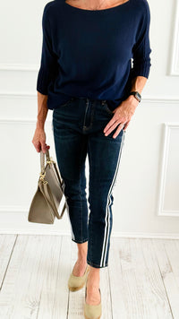 Edge Line Denim Pants-100 Pants-DIPINTO DI BLU-Coastal Bloom Boutique, find the trendiest versions of the popular styles and looks Located in Indialantic, FL