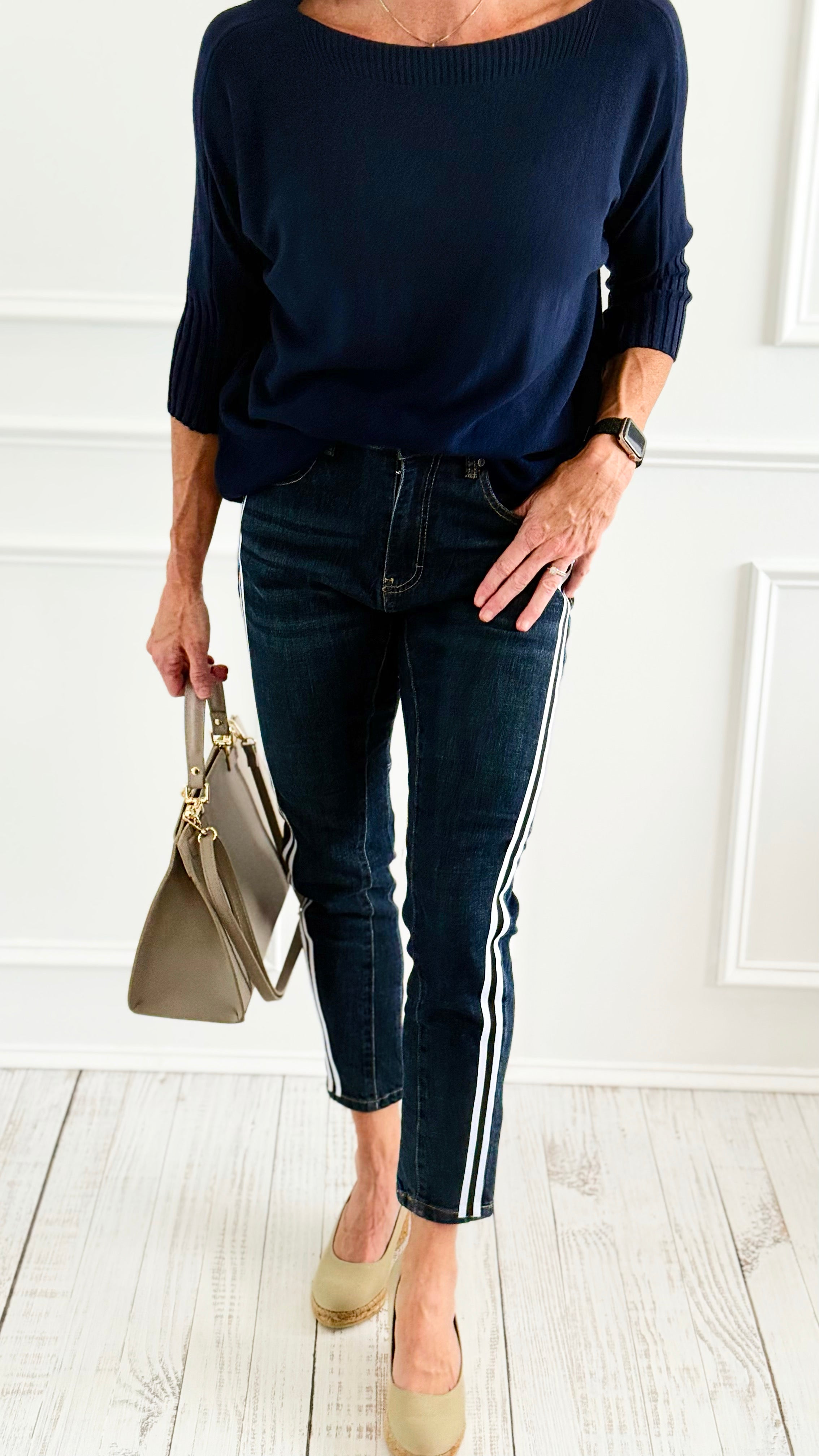 Edge Line Denim Pants-100 Pants-DIPINTO DI BLU-Coastal Bloom Boutique, find the trendiest versions of the popular styles and looks Located in Indialantic, FL