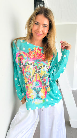 Pre Order - Dots & Wild Colorful Italian St Tropez Knit- Turquoise