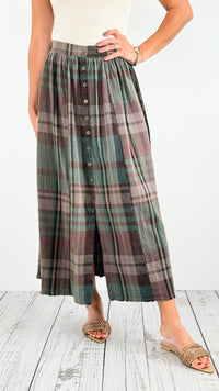 Rustic Highlands Midi Skirt-170 Bottoms-mystree-Coastal Bloom Boutique, find the trendiest versions of the popular styles and looks Located in Indialantic, FL