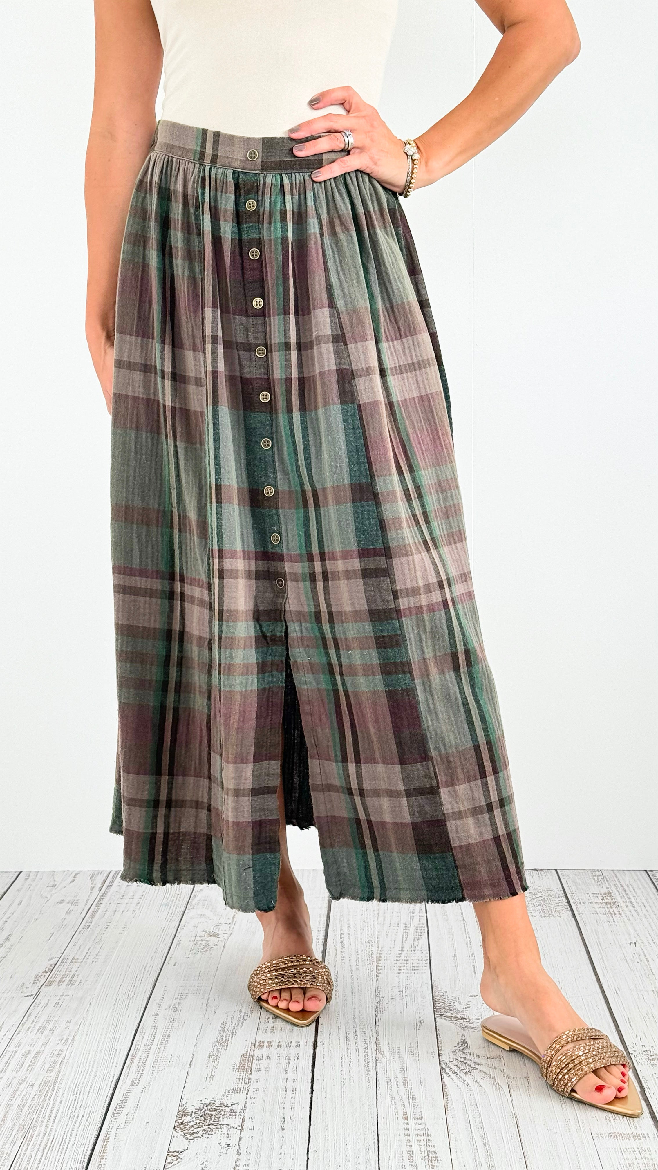 Rustic Highlands Midi Skirt-170 Bottoms-mystree-Coastal Bloom Boutique, find the trendiest versions of the popular styles and looks Located in Indialantic, FL