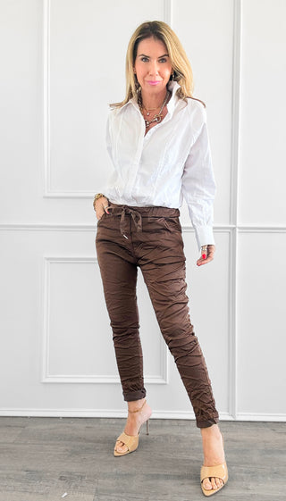 Italian Wish List Jogger - Coffee-180 Joggers-Italianissimo-Coastal Bloom Boutique, find the trendiest versions of the popular styles and looks Located in Indialantic, FL