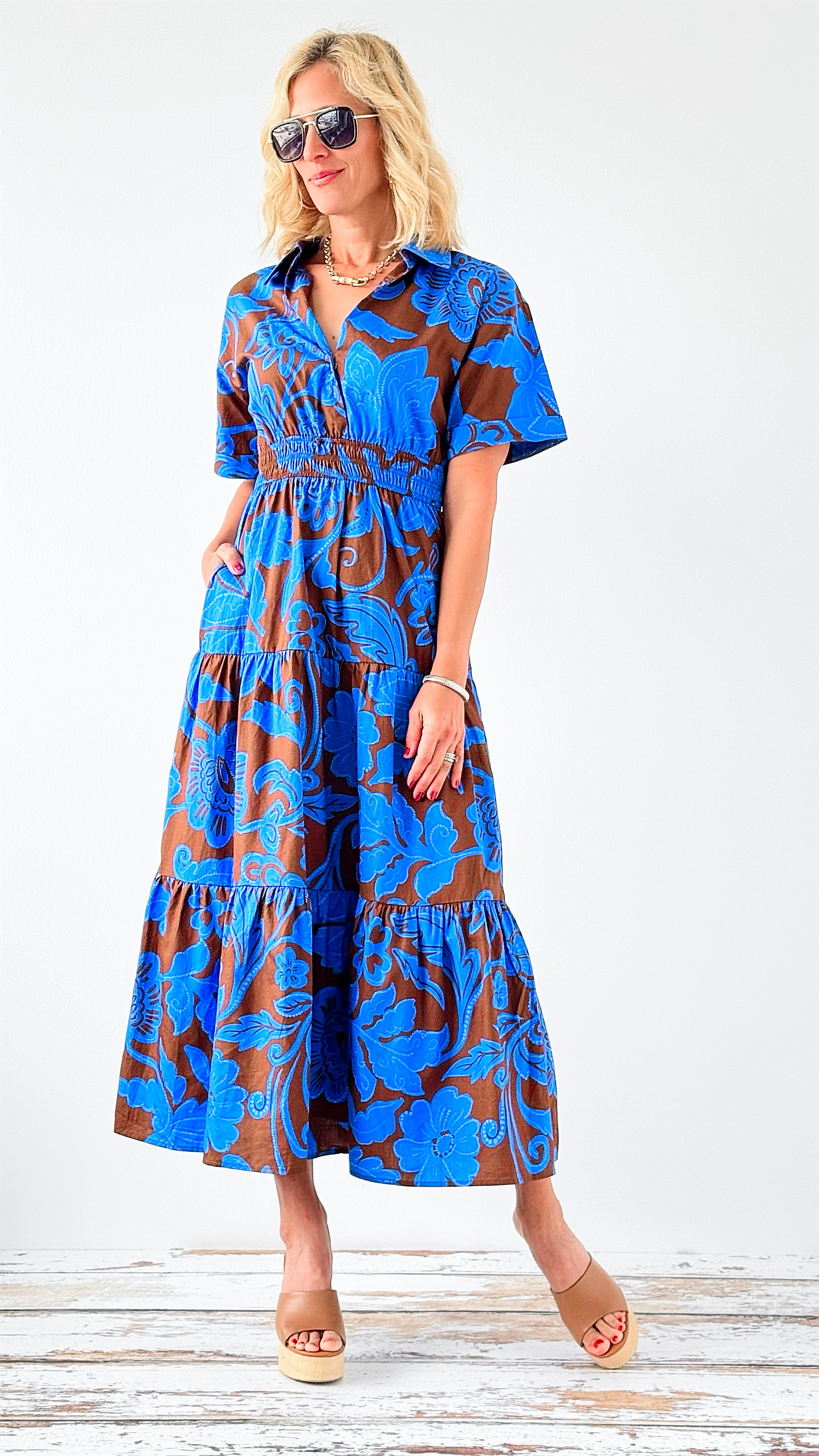 Bold Floral Midi Dress-200 Dresses/Jumpsuits/Rompers-SUGARLIPS-Coastal Bloom Boutique, find the trendiest versions of the popular styles and looks Located in Indialantic, FL