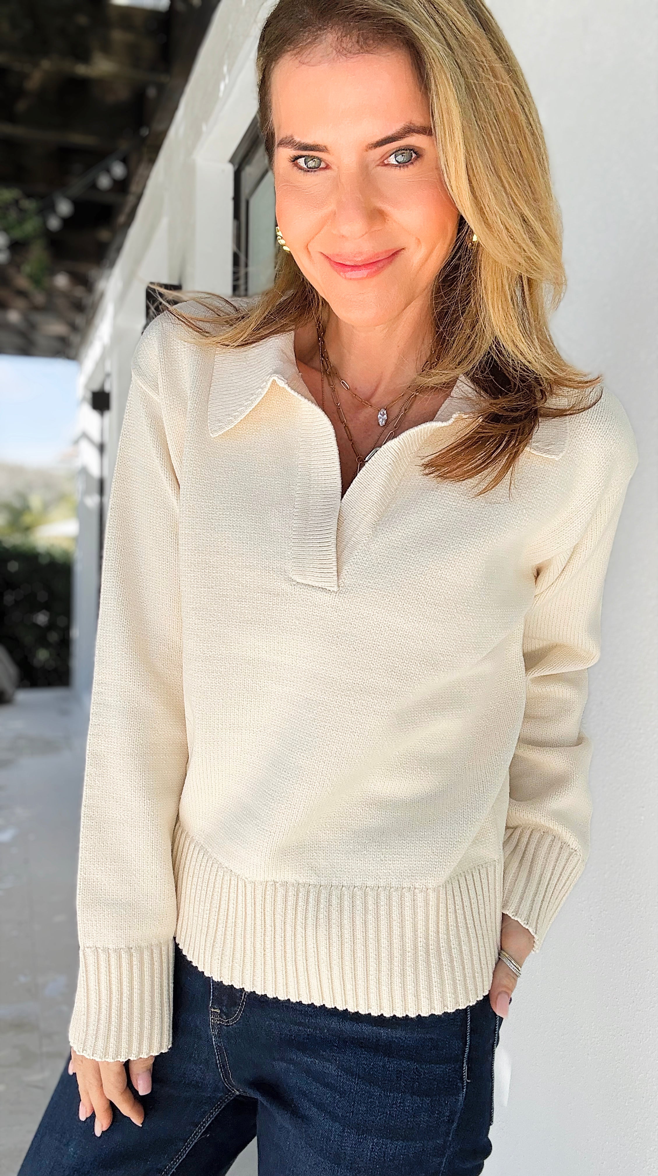 Timeless Elegance Knit Sweater-140 Sweaters-English Factory-Coastal Bloom Boutique, find the trendiest versions of the popular styles and looks Located in Indialantic, FL