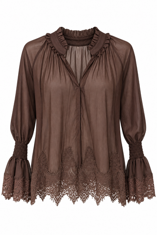 Whispered Romance Italian Blouse- Brown