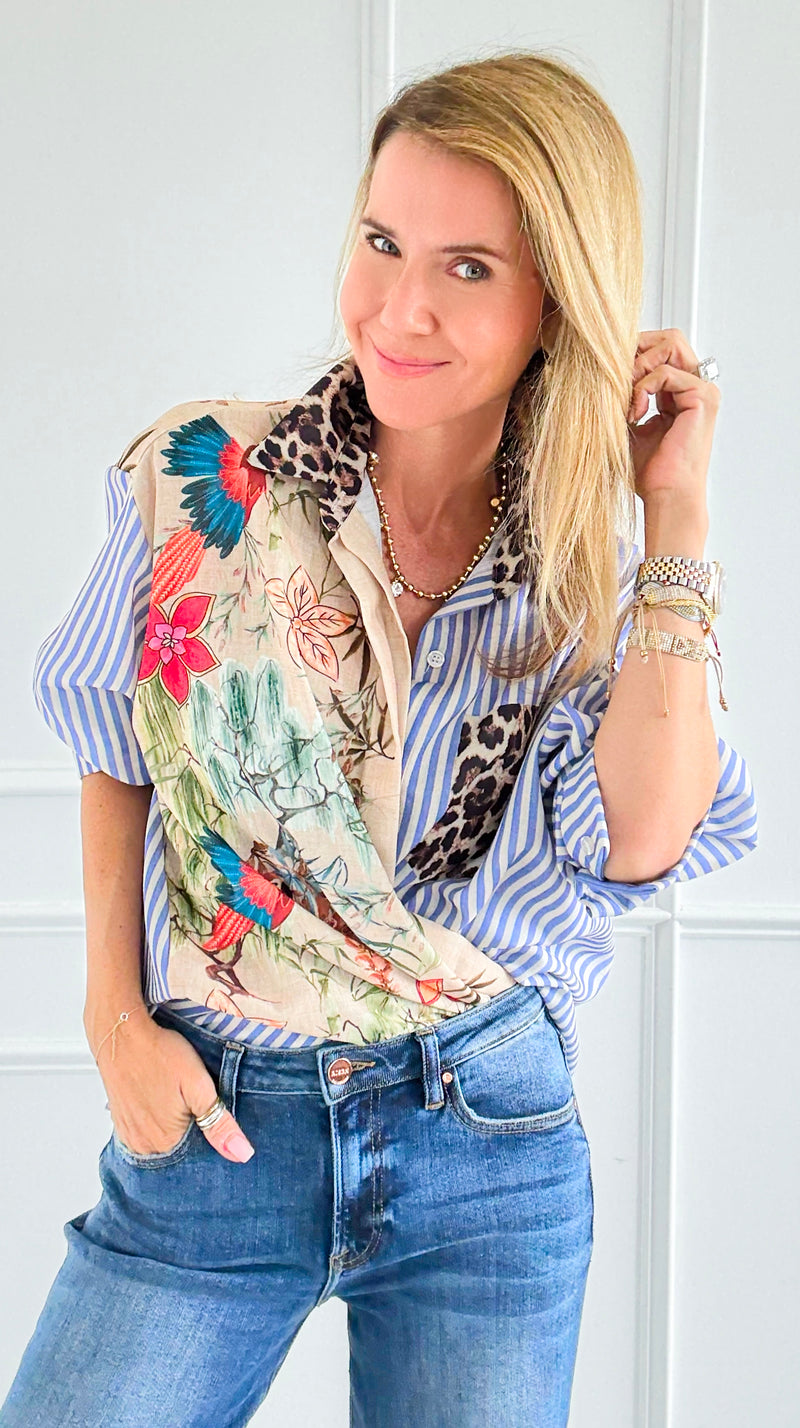 Pre Auth - L'uccello Italian Blouse-110 Long Sleeve Tops-Italianissimo-Coastal Bloom Boutique, find the trendiest versions of the popular styles and looks Located in Indialantic, FL