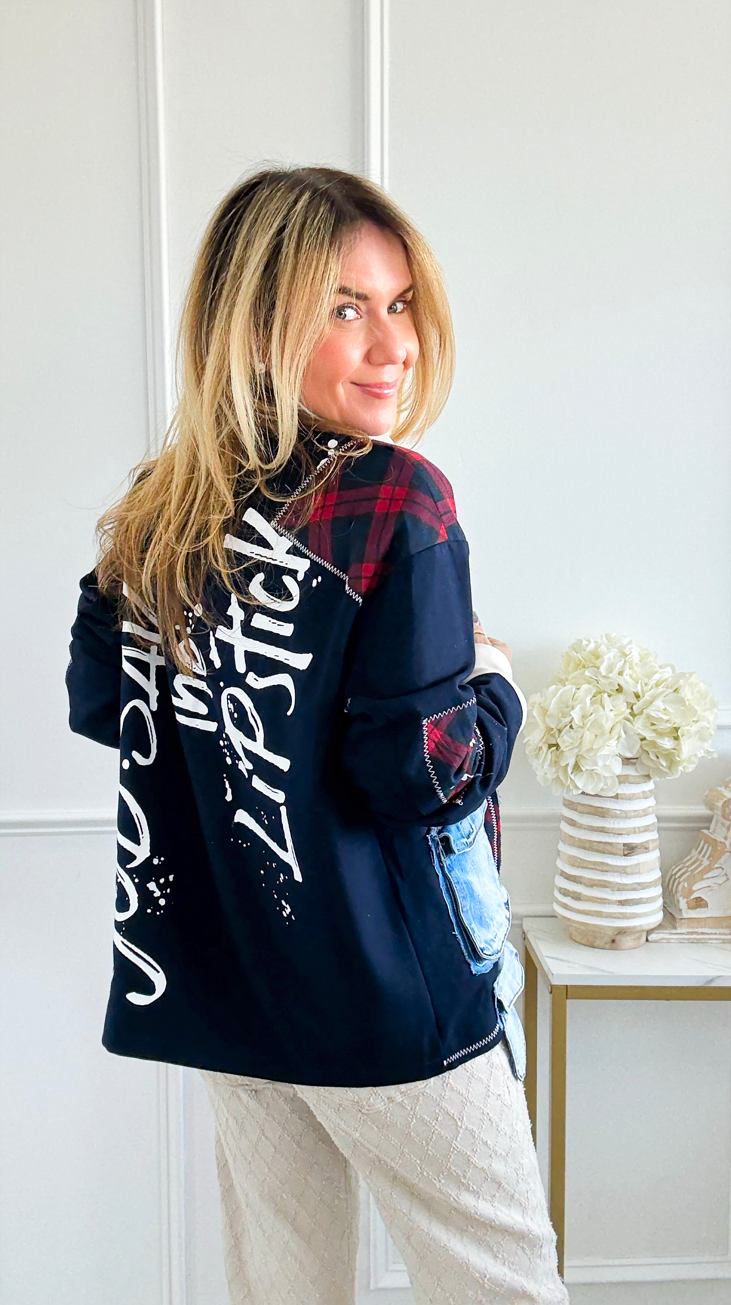 Attitude & Patch Blazer-160 Jackets-DIPINTO DI BLU-Coastal Bloom Boutique, find the trendiest versions of the popular styles and looks Located in Indialantic, FL