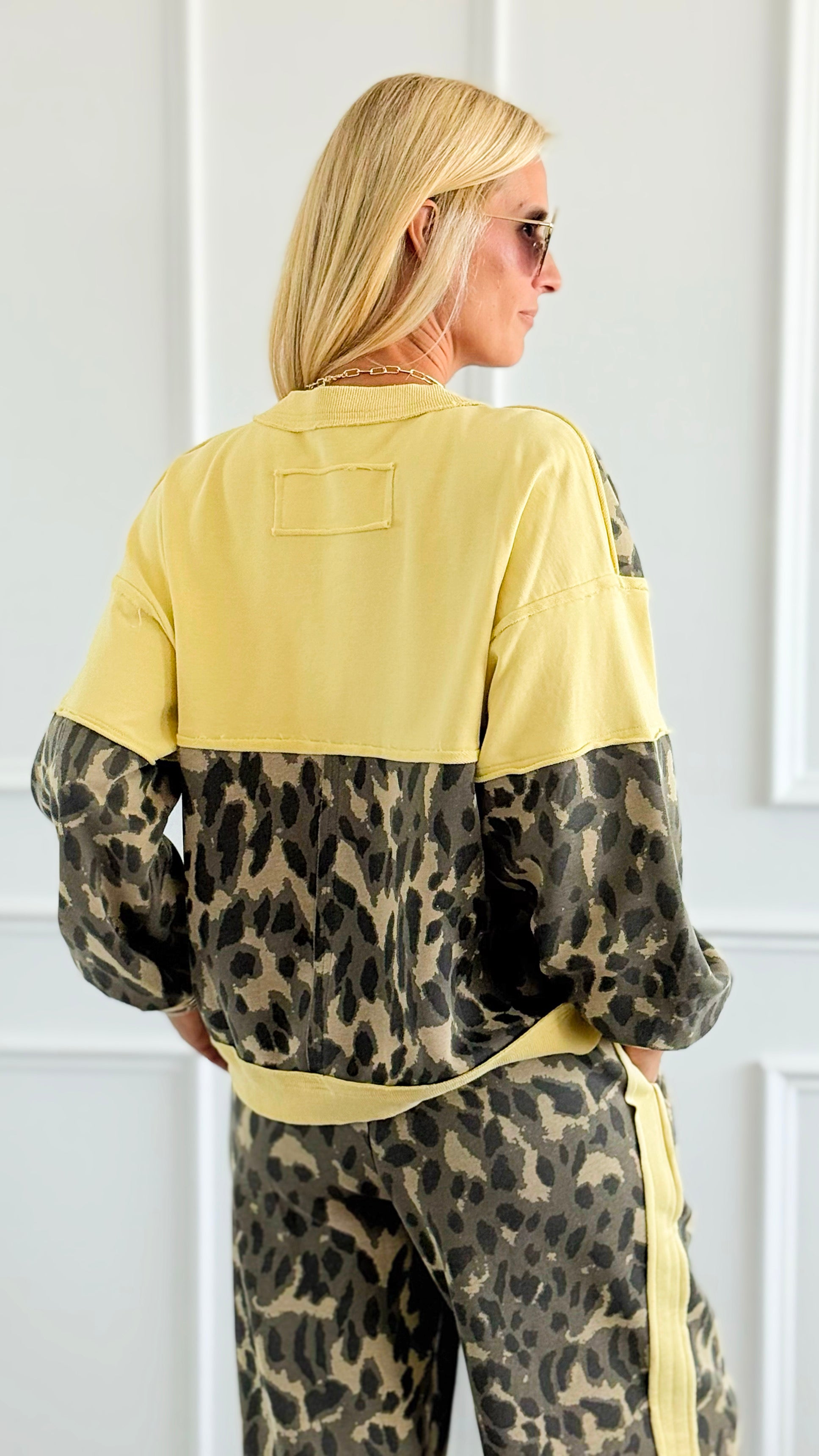 Leopard Stripe Wide Leg Pant Set-210 Loungewear/Sets-J.NNA-Coastal Bloom Boutique, find the trendiest versions of the popular styles and looks Located in Indialantic, FL