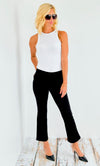 Cropped Capri Flair Pant - Black-170 Bottoms-Chatoyant-Coastal Bloom Boutique, find the trendiest versions of the popular styles and looks Located in Indialantic, FL