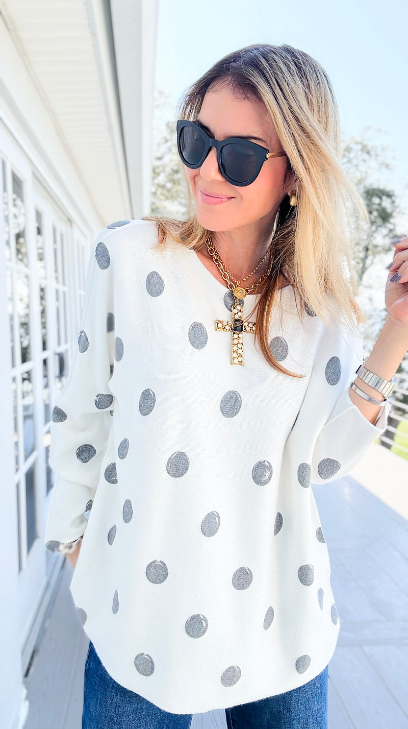 Shadow Dots Italian Milano Sweater-140 Sweaters-SORPRESA-Coastal Bloom Boutique, find the trendiest versions of the popular styles and looks Located in Indialantic, FL