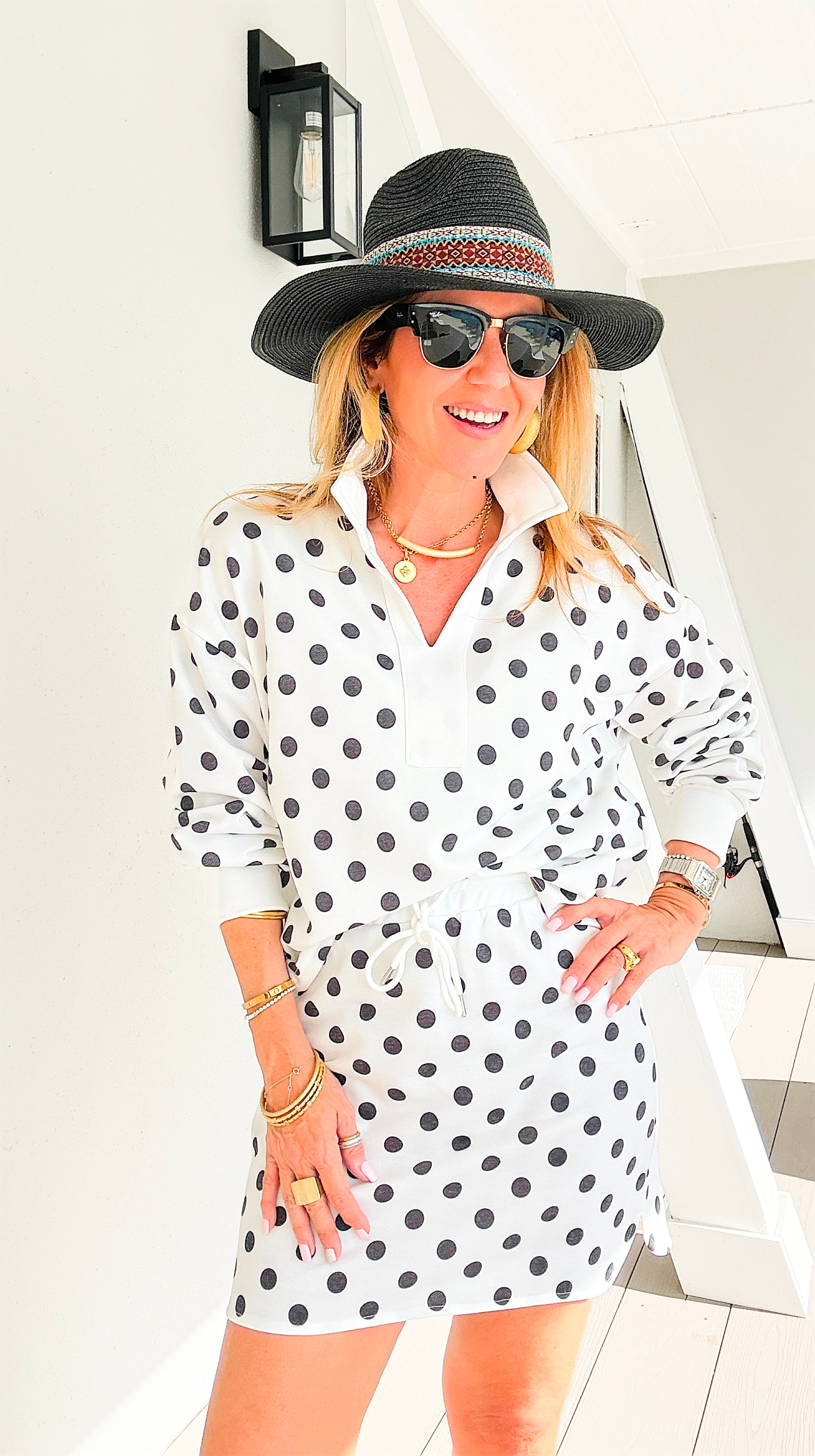 Whimsical Polka Whisper Two-Piece Set - Ivory