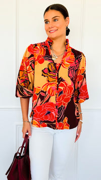 Wild Bloom Button Top-110 Long Sleeve Tops-oddi-Coastal Bloom Boutique, find the trendiest versions of the popular styles and looks Located in Indialantic, FL
