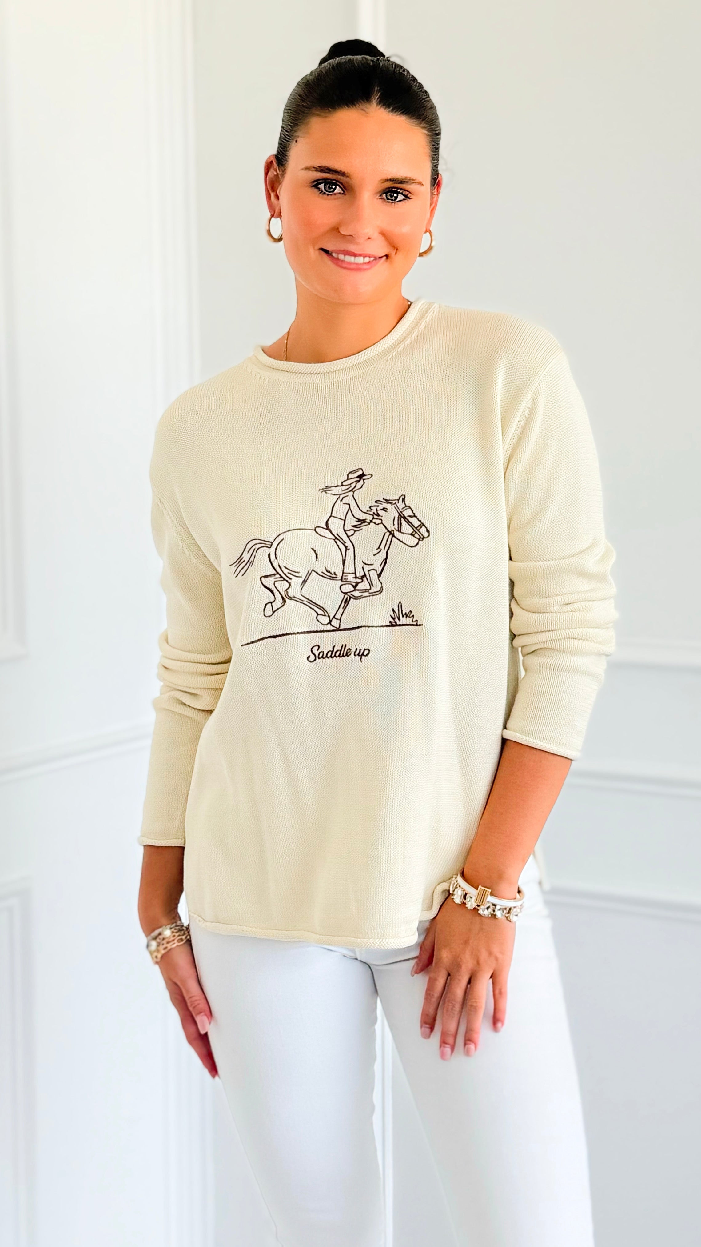 Saddle Up Graphic Sweater-140 Sweaters-Gilli-Coastal Bloom Boutique, find the trendiest versions of the popular styles and looks Located in Indialantic, FL
