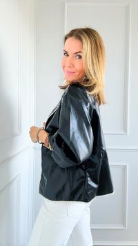 Pearl Detailed Open Front Jacket-Black-160 Jackets-Joh Apparel-Coastal Bloom Boutique, find the trendiest versions of the popular styles and looks Located in Indialantic, FL