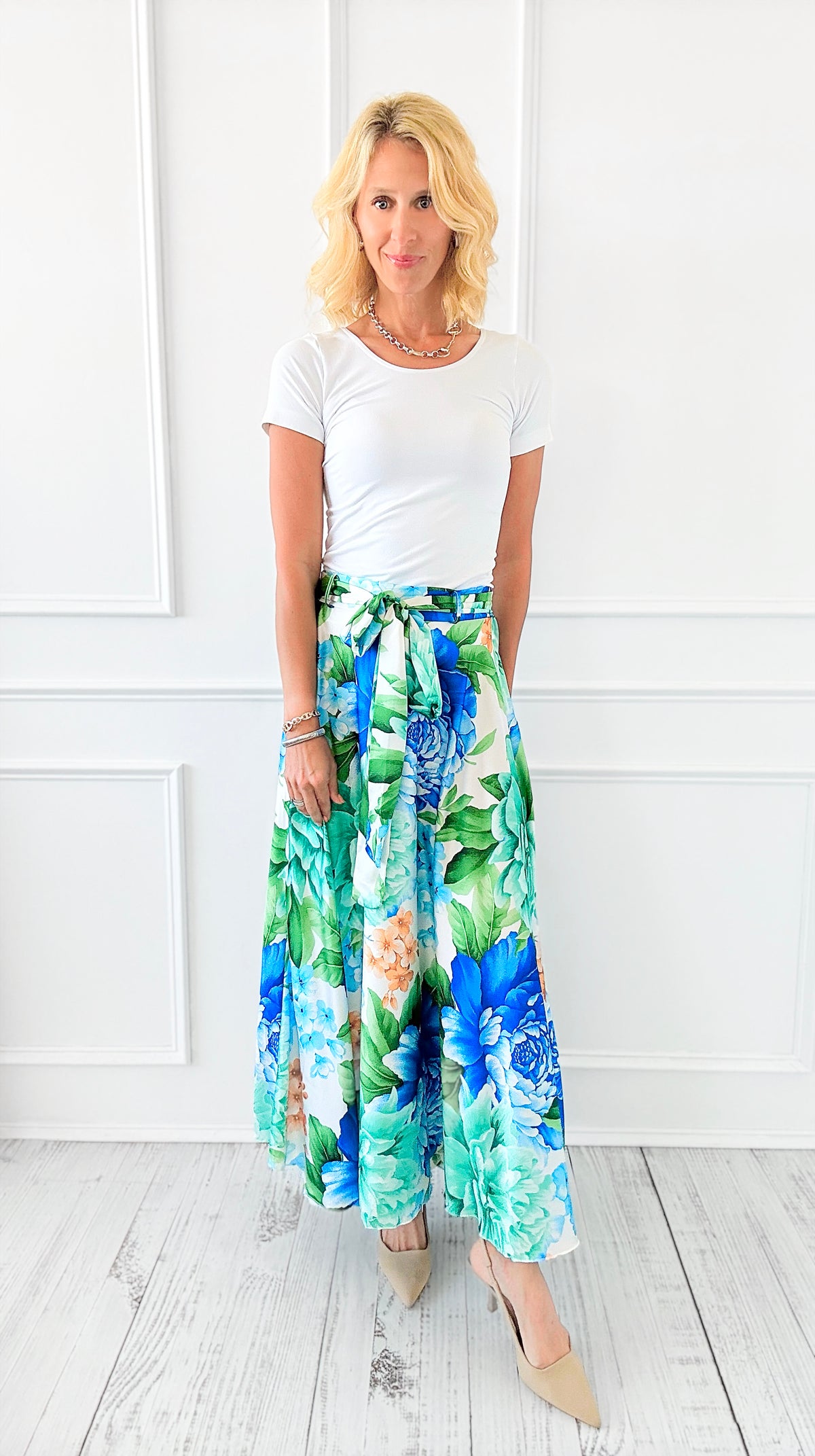Hydrangea Italian Maxi Skirt-170 Bottoms-Venti6-Coastal Bloom Boutique, find the trendiest versions of the popular styles and looks Located in Indialantic, FL