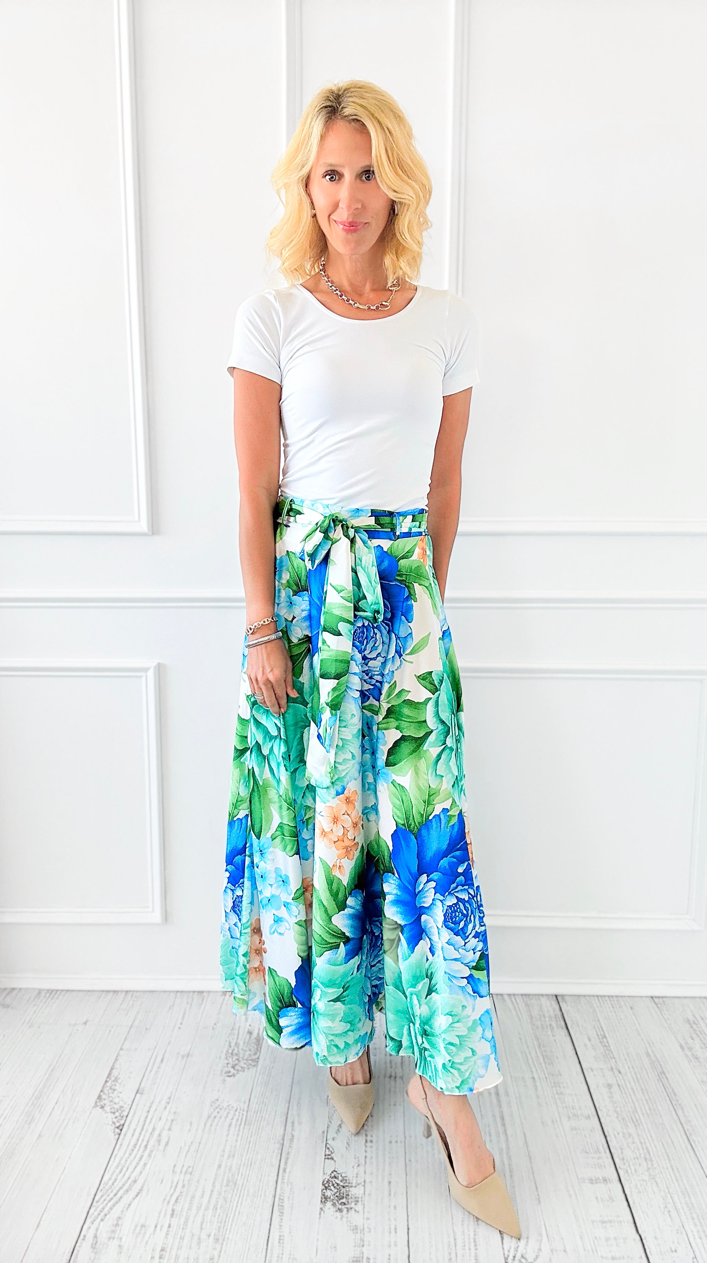 Hydrangea Italian Maxi Skirt-170 Bottoms-Venti6-Coastal Bloom Boutique, find the trendiest versions of the popular styles and looks Located in Indialantic, FL