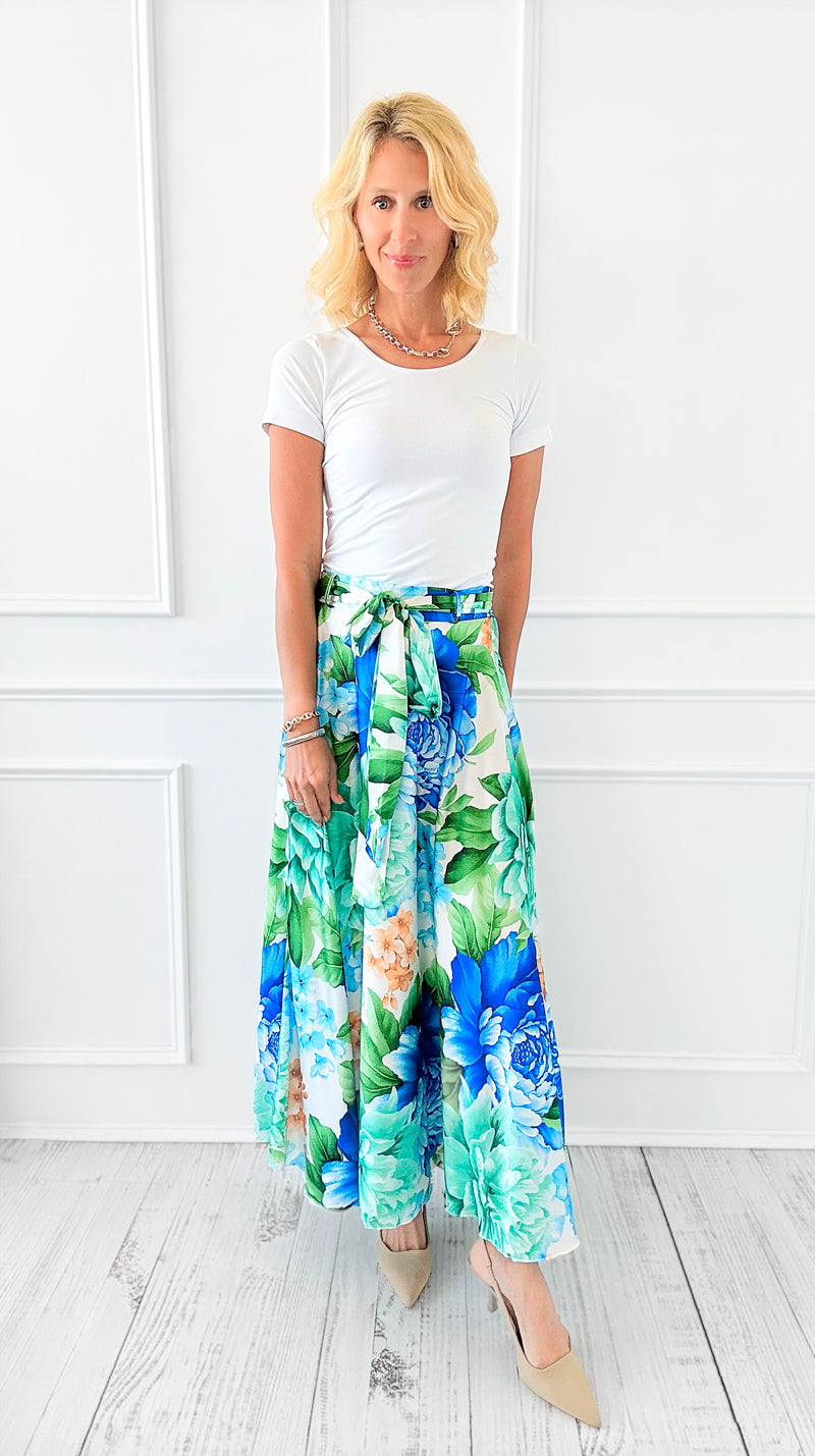 Hydrangea Italian Maxi Skirt-170 Bottoms-Venti6-Coastal Bloom Boutique, find the trendiest versions of the popular styles and looks Located in Indialantic, FL
