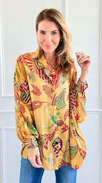 Botanical Dream Button-Up Top-130 Long Sleeve Tops-Rousseau-Coastal Bloom Boutique, find the trendiest versions of the popular styles and looks Located in Indialantic, FL