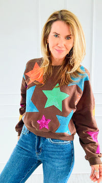 Starlight Pop Cropped Sweatshirt-110 Long Sleeve Tops-Blue Velvet-Coastal Bloom Boutique, find the trendiest versions of the popular styles and looks Located in Indialantic, FL