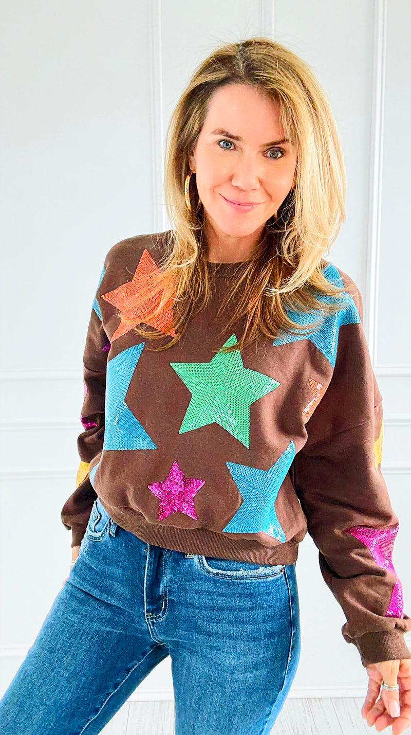 Starlight Pop Cropped Sweatshirt-110 Long Sleeve Tops-Blue Velvet-Coastal Bloom Boutique, find the trendiest versions of the popular styles and looks Located in Indialantic, FL