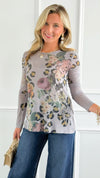 Wild Beauty Long Sleeved Mesh Top - Grey-110 Long Sleeve Tops-Origami Fashion Inc-Coastal Bloom Boutique, find the trendiest versions of the popular styles and looks Located in Indialantic, FL