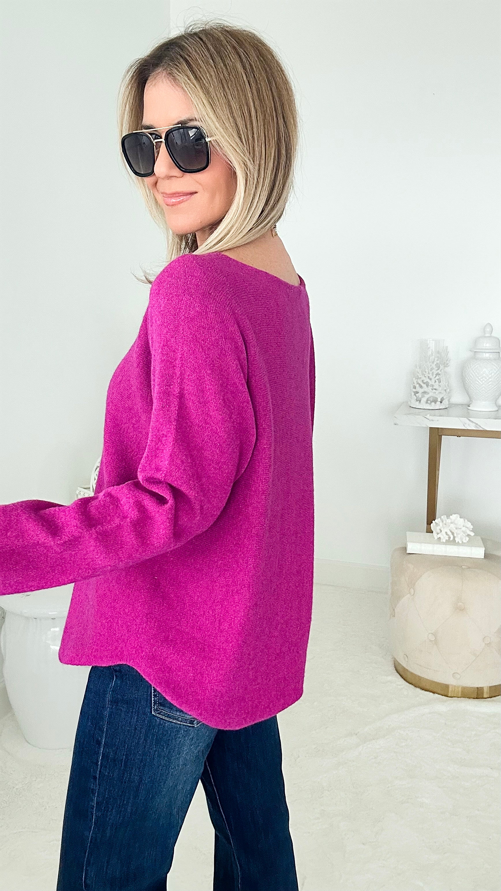 Soho Italian Boatneck Pullover - Magenta-140 Sweaters-Germany-Coastal Bloom Boutique, find the trendiest versions of the popular styles and looks Located in Indialantic, FL