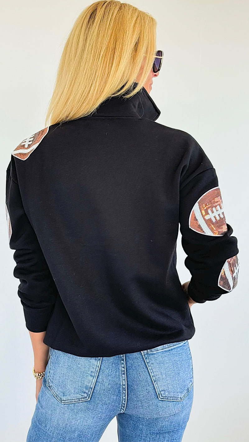 Football Half Zip Sweatshirt-130 Long Sleeve Tops-Jess Lea-Coastal Bloom Boutique, find the trendiest versions of the popular styles and looks Located in Indialantic, FL