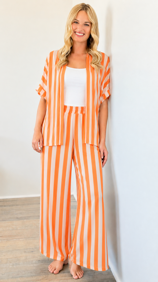 Cabana Club Stripe Italian Set- Neon Orange