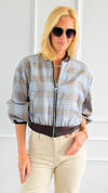 Plaid Zip- Up Italian Jacket-160 Jackets-AZUL MONACO-Coastal Bloom Boutique, find the trendiest versions of the popular styles and looks Located in Indialantic, FL