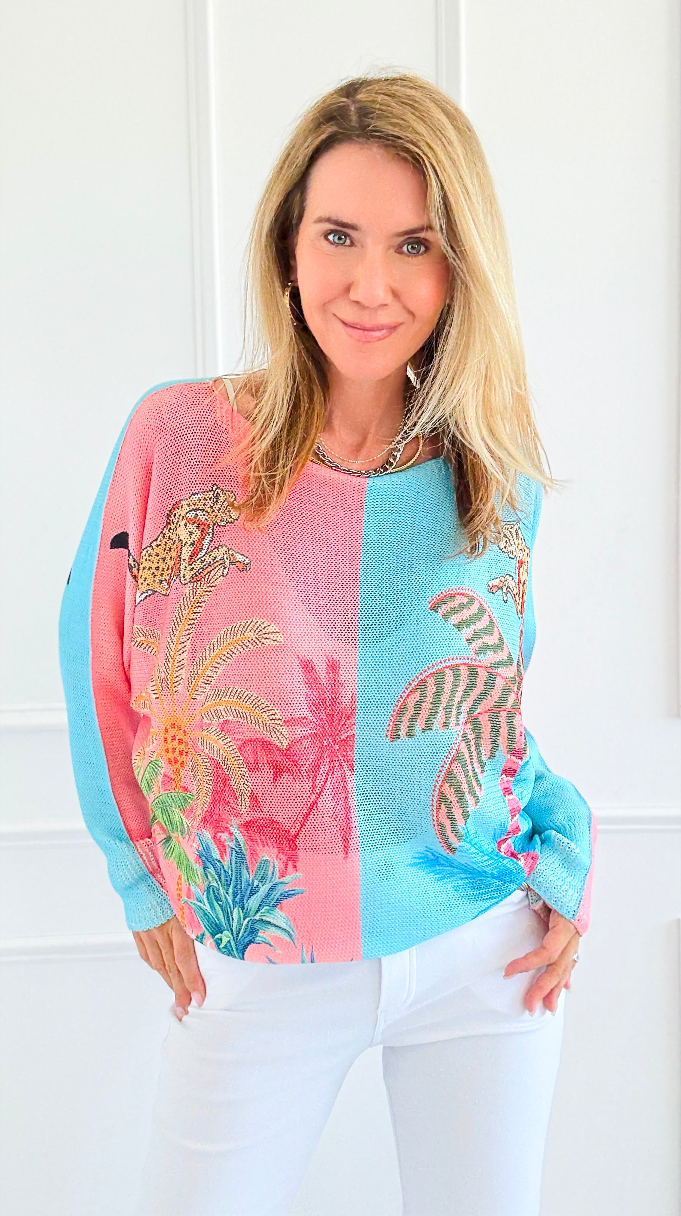 Tropic Pop Italian St Tropez Sweater-140 Sweaters-SORPRESA-Coastal Bloom Boutique, find the trendiest versions of the popular styles and looks Located in Indialantic, FL
