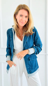 Layered Agenda Hooded Jacket - Dark-160 Jackets-RISEN JEANS-Coastal Bloom Boutique, find the trendiest versions of the popular styles and looks Located in Indialantic, FL