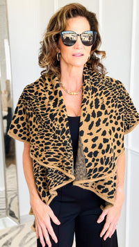 Leopard Soft Shawl Vest