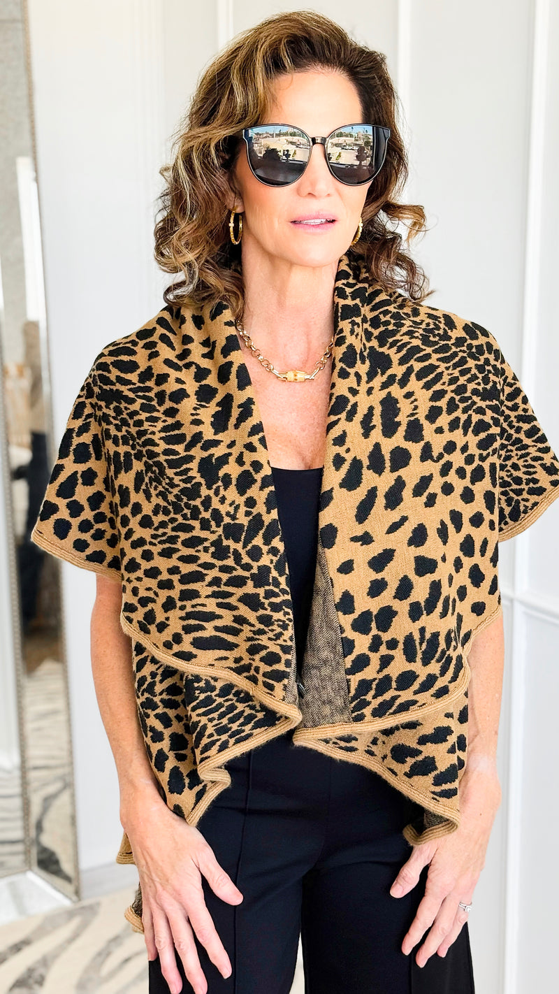 Leopard Soft Shawl Vest