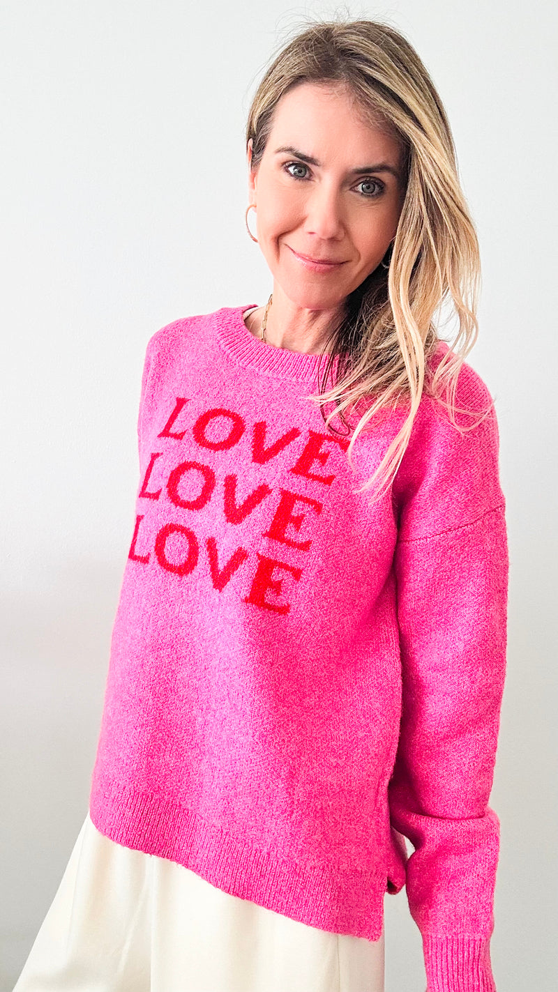Love Valentine Sweater Top - Hot Pink-140 Sweaters-Miracle-Coastal Bloom Boutique, find the trendiest versions of the popular styles and looks Located in Indialantic, FL
