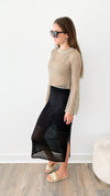 Metallic Knit Crop Top - Gold-130 Long Sleeve Tops-MISS LOVE-Coastal Bloom Boutique, find the trendiest versions of the popular styles and looks Located in Indialantic, FL