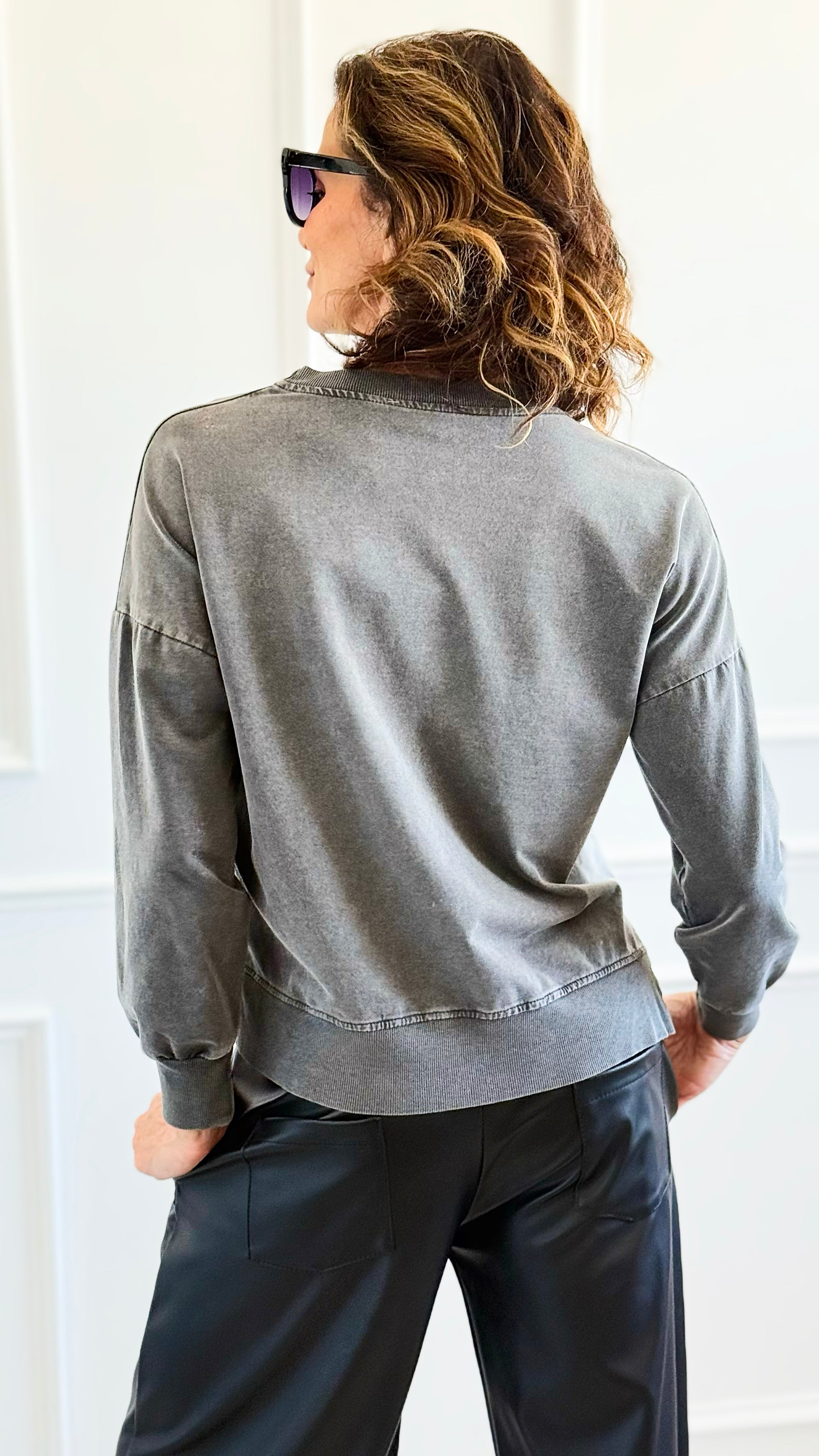 Fashion Feline Italian Sweatshirt-140 Sweaters-AZUL MONACO-Coastal Bloom Boutique, find the trendiest versions of the popular styles and looks Located in Indialantic, FL