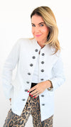 Imperial Style Buttoned Jacket - White-160 Jackets-Cezele-Coastal Bloom Boutique, find the trendiest versions of the popular styles and looks Located in Indialantic, FL