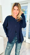 Plush Edit Italian Cardigan- Navy