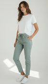 Easy Motion Stripe Italian Jogger- Sage-100 Pants-LY PARIS-Coastal Bloom Boutique, find the trendiest versions of the popular styles and looks Located in Indialantic, FL