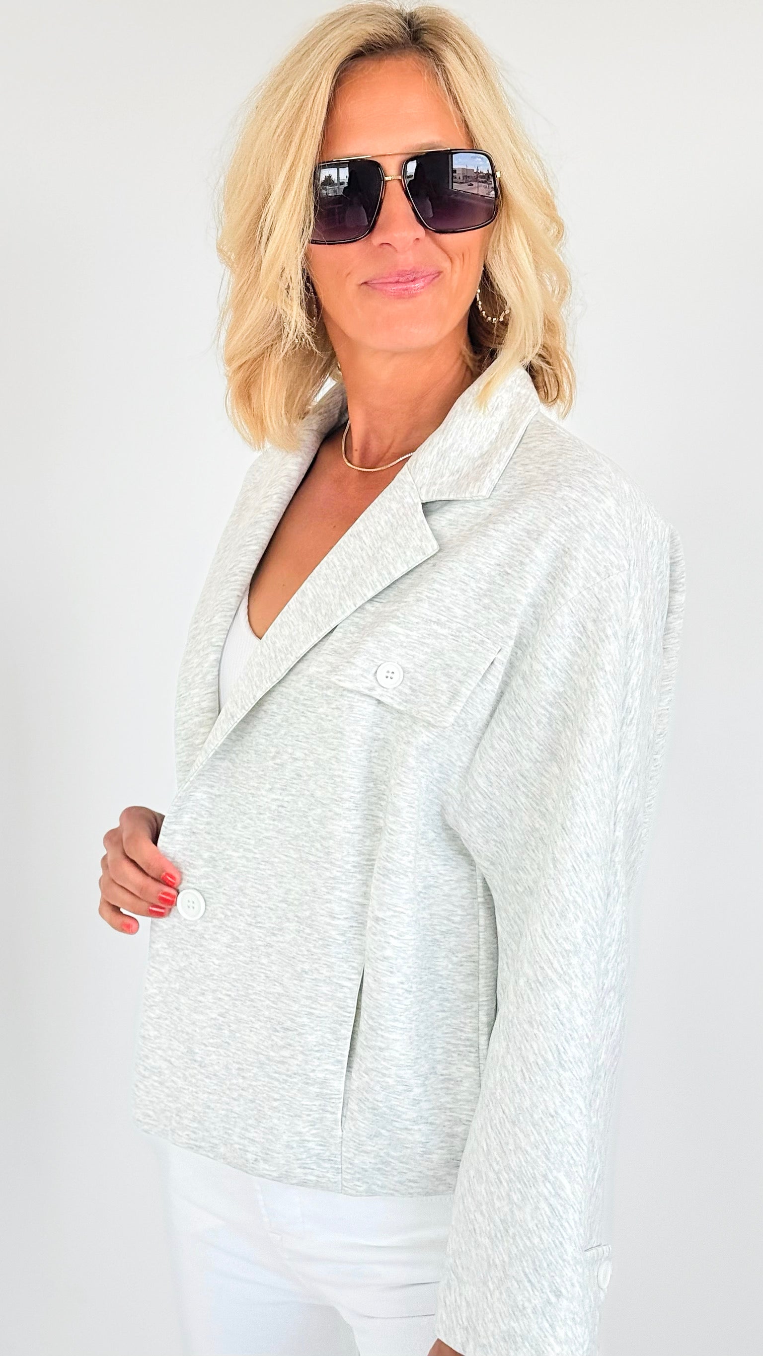 Oversized Button Closure Blazer-160 Jackets-BucketList-Coastal Bloom Boutique, find the trendiest versions of the popular styles and looks Located in Indialantic, FL