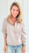 Whispers from the Hills Zip Sweatshirt - Ash Mocha-130 Long sleeve top-Zenana-Coastal Bloom Boutique, find the trendiest versions of the popular styles and looks Located in Indialantic, FL
