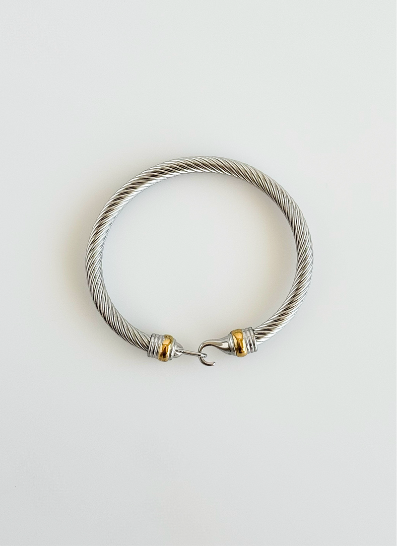 Two Tone Hook Cable Twist Bracelet-230 Jewelry-DARLING-Coastal Bloom Boutique, find the trendiest versions of the popular styles and looks Located in Indialantic, FL