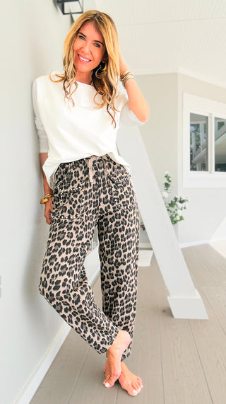 Pre Auth - Leopard Studded Pocket Italian Jogger Pant - Taupe