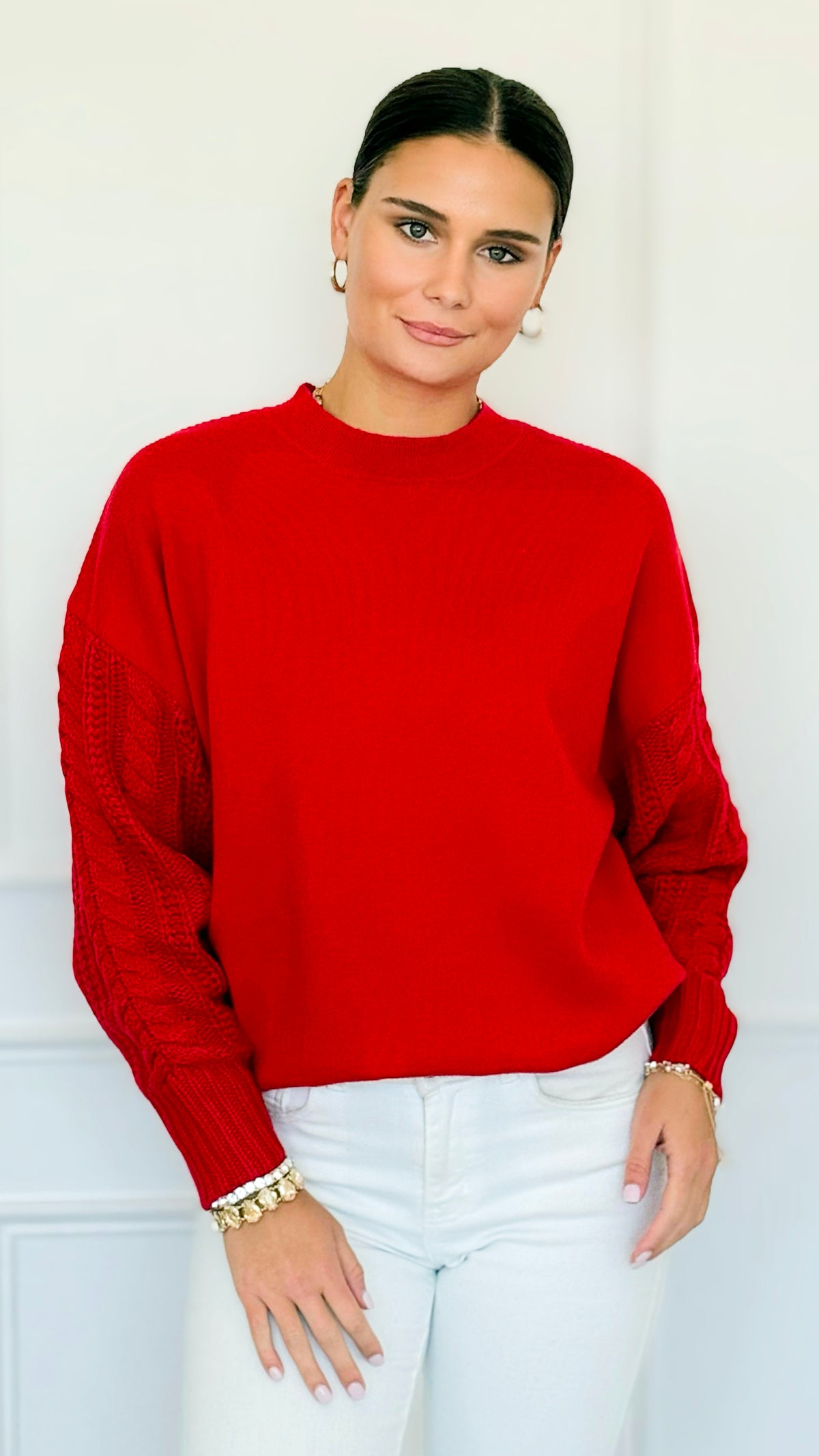 Fireside Sonata Sweater - Ruby-140 Sweaters-Zenana-Coastal Bloom Boutique, find the trendiest versions of the popular styles and looks Located in Indialantic, FL