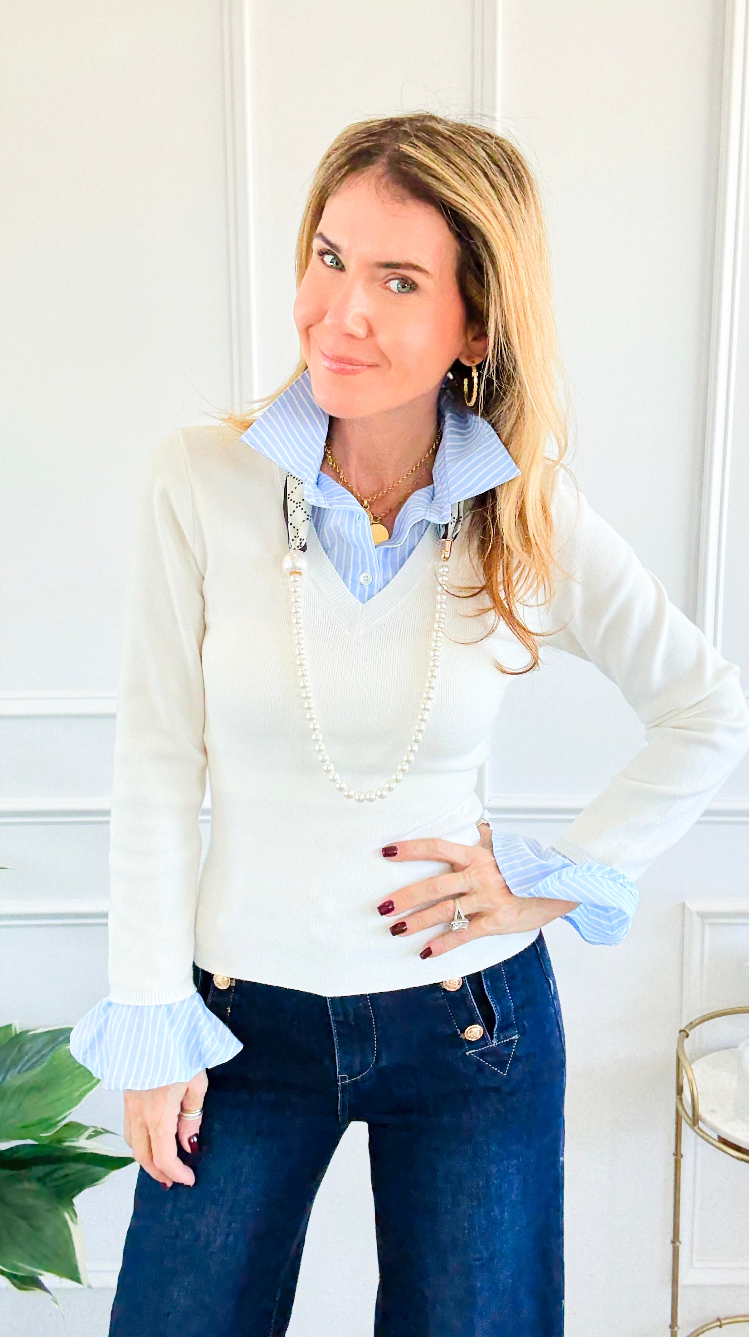 Midnight Prep Sweater - Ivory Sky