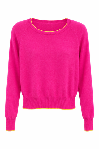 Neon Detail Italian Pullover- Hot Pink/Yellow