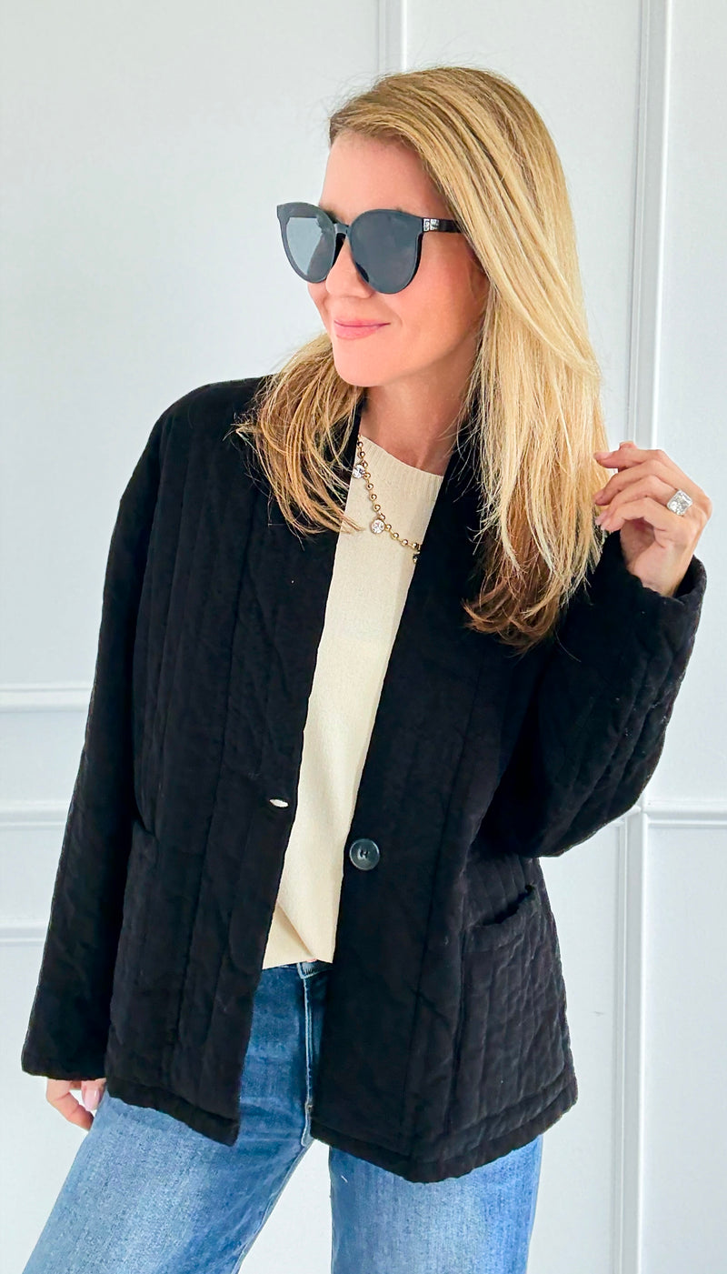 Quilted Ease Button Jacket-160 Jackets-Tempo-Coastal Bloom Boutique, find the trendiest versions of the popular styles and looks Located in Indialantic, FL